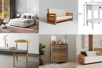 model modern minimalist 3d furniture design and render for amazon shopify brands