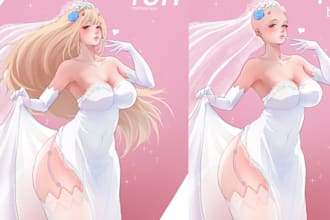 draw your waifu on wedding dress ych