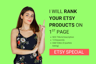rank your etsy products on 1st page, etsy SEO , video