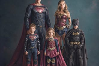 make a family superhero portraits for you