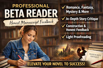 be romance beta reader, fiction novel fantansy beta reader with honest critique