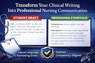 professionally edit nursing e portfolio for bsn, rn to bsn