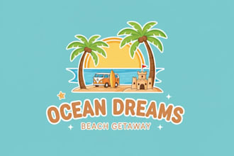 do a outdoor summer holidays beach enjoying logo design for you
