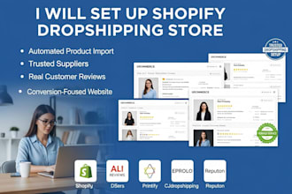 setup shopify ali reviews dsers printify reputon eprolo cjdropshiping website