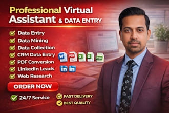 be virtual assistant for data entry, b2b leads, web research and pdf convertion