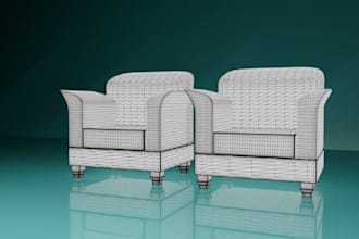 create and render a realistic 3d furniture modeling or product design