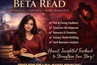 beta read your romance, fantasy, thriller, dark novel, dark stories, erotic book