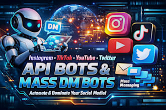 create social media bot, twitter bot, tiktok bot, instagram bot, youtube bot