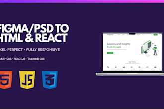 convert figma or PSD to HTML CSS react frontend website