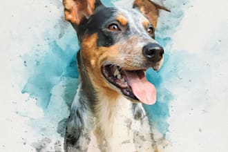draw any pet to water color portrait