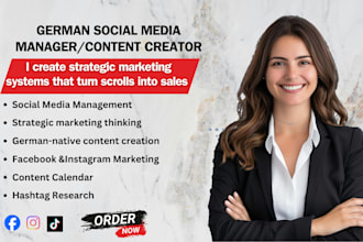 be german social media manager content creator for instagram, facebook marketing