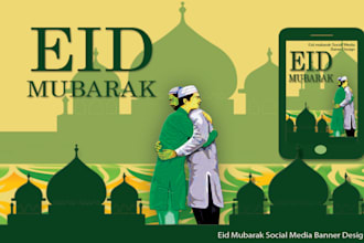 design eid mubarak social media banner or islamic post
