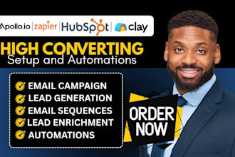 setup apollo sequences, clay com workflow, hubspot crm, zapier automation