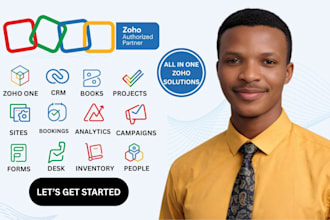 do complete zoho one setup, zoho CRM, zoho books, zoho projects, zoho campaigns