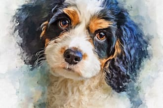 paint dog, cats, whatever pet portrait with watercolor