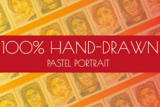 hand draw an exclusive distorted pastel portrait