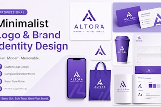 design minimalist business logo, brand identity kit and brand style guide