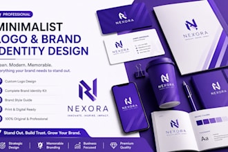 design minimalist business logo, brand identity kit and brand style guide