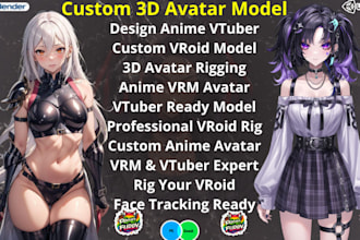 design anime vtuber avatar, 3d vroid model rigging
