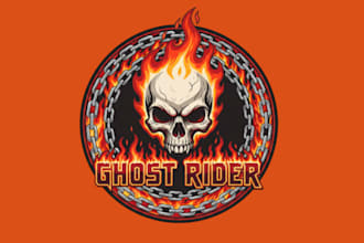make unique ghost rider logo with t shirt graphic design