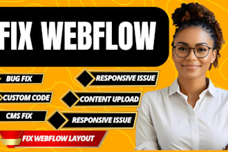 fix webflow website issues, bugs, and responsive problems