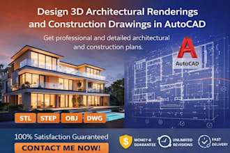 design 3d architectural renderings and construction drawings in autocad