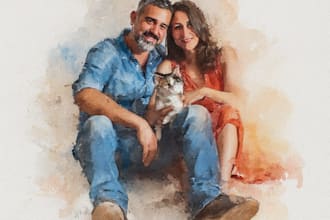 custom watercolor family portrait from photo
