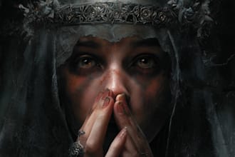 create book illustrations for mystical stories in dark style