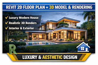 design revit house plan with 2d layout and 3d render