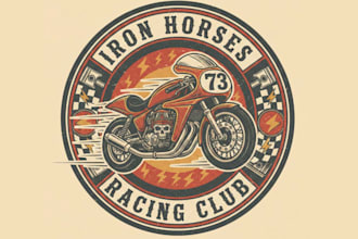 create motorcycle and biker logo design vintage, racing , club design