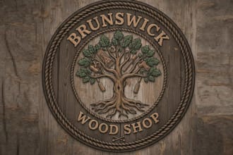 do elegant unique brunswick wood shop logo for your business