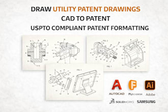 draw utility patent drawings, cad to patent, uspto compliant patent formatting