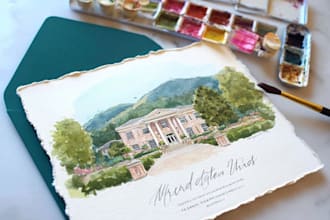paint watercolor house portrait