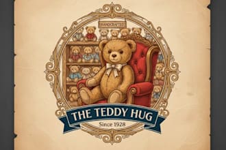 do charming vintage teddy shop logo for your brand