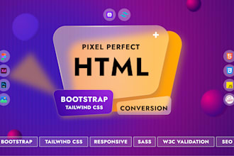 convert figma to pixel perfect responsive html css with bootstrap or tailwind