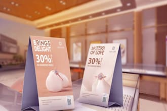 design eye catchy table tent and restaurant menu card
