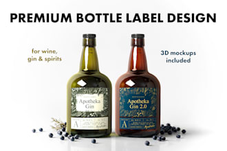 design premium bottle labels for wine, gin and spirits