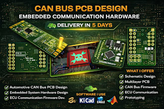 design pcb, develop firmware, iot systems, and can bus solutions