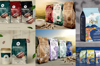 design premium coffee packaging coffee bag and label design