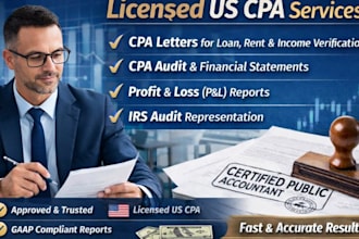 provide licensed CPA letter audit review certified financial statement and taxes