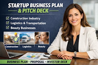 do startup business plan, proposal pitch deck for construction logistics, beauty