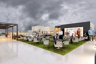 create photorealistic rooftop dining renders professional outdoor restaurant viz