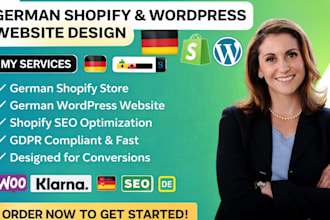 shopify store redesign store website, german wordpress website with shopify seo