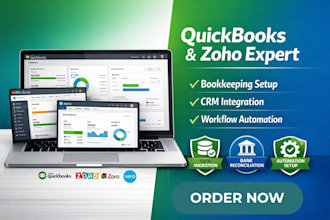 setup quickbooks zoho books crm xero and automate bookkeeping workflows