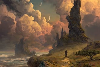 illustrate beautiful flat landscape illustration art