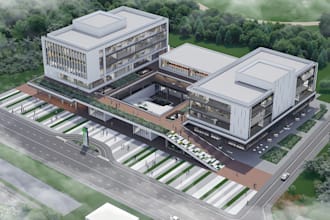 do 3d IT park, tech campus and technology business complex design