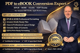 conversion PDF to epub, mobi,kindle ebook perfect formatting