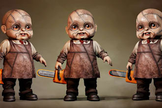 custom ar vtuber filter sculpt,butcher toy,2d to 3d,watertight,cut and key,stl