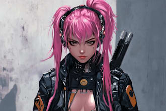 illustrate you as a cyberpunk style character