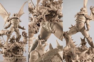 detailed warhammer sculpt,3d demon,miniature,human figure,anatomy model,3d print